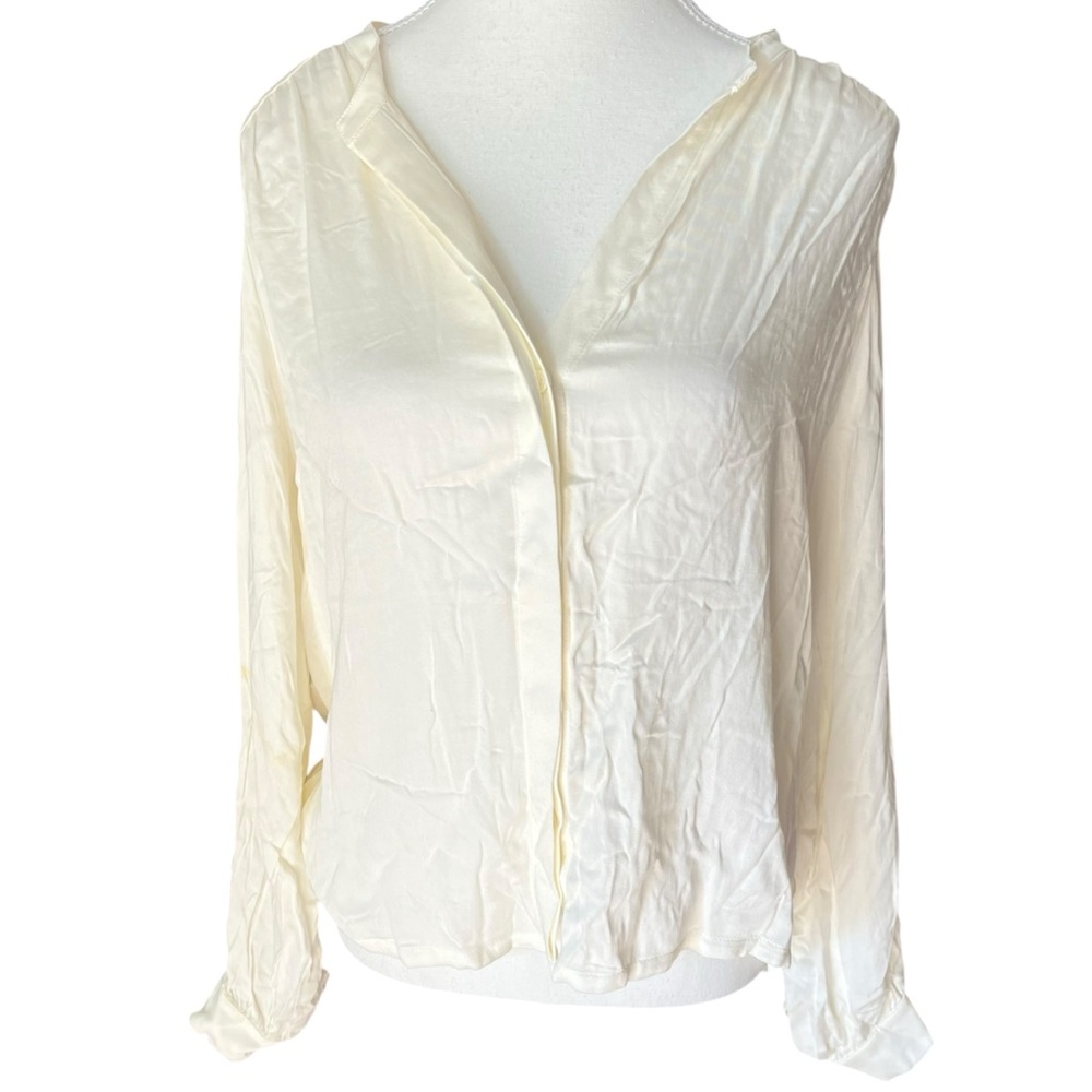 Sita Murt Chic Cream Button Down Shirt for Women Office Business Casual Size M